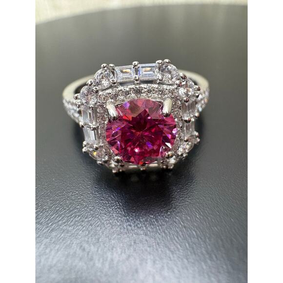 New 2ct Pink & White Moissanite Ring in 925 Silver -Sz. 8.25 - Picture 11 of 12